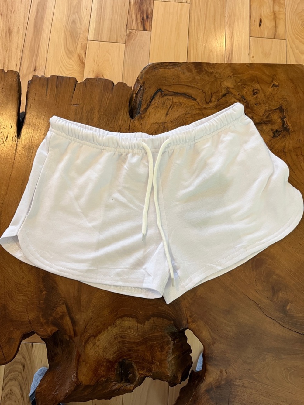 Women's White Athletic Drawstring Shorts